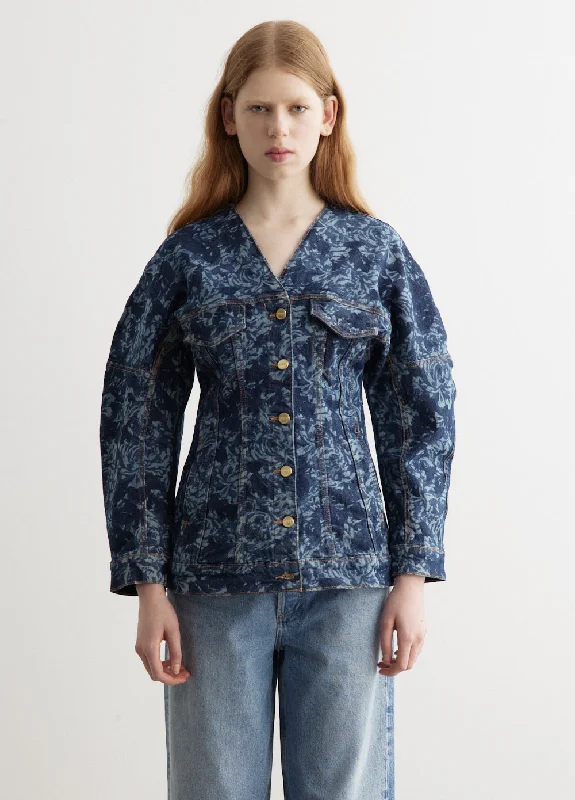 Denim Top for a Beachside Picnic with a Laid - Back Style Lazer Denim Shaped Sleeve Blazer Denim Top for a Beachside Picnic with a Laid - Back Style Lazer Denim Shaped Sleeve Blazer