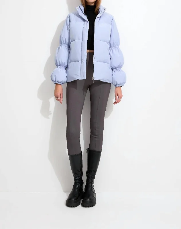 down coat for dog walkers in cold weather​ Mariposa Puffer Jacket In Pastel Blue