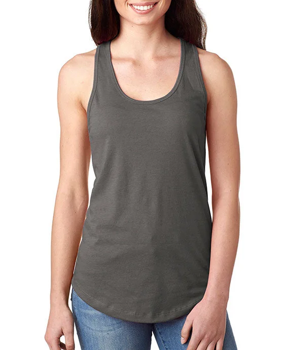 Women's Cropped Tank Tops with Vintage Band Logos  N1533 - Next Level Ladies Ideal Racerback Tank Top | Dark Gray