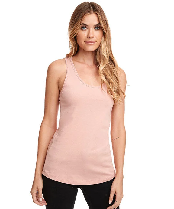 Crew Neck Women's Sustainable Tank Tops Made from Recycled Materials  N1533 - Next Level Ladies Ideal Racerback Tank Top | Desert Pink
