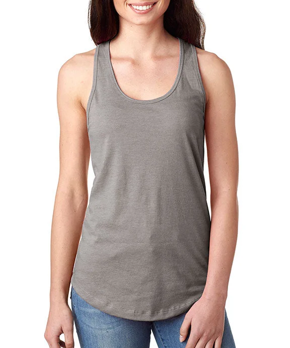 Plus Size Women's Side - Slit Tank Tops in Metallic Shades  N1533 - Next Level Ladies Ideal Racerback Tank Top | Heather Gray