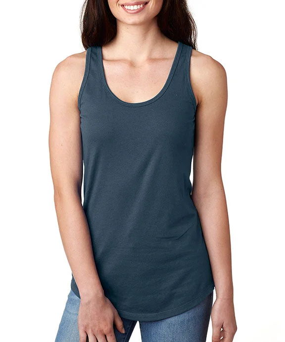 Women's Spaghetti Strap Tank Tops with Geometric Patterns  N1533 - Next Level Ladies Ideal Racerback Tank Top | Indigo