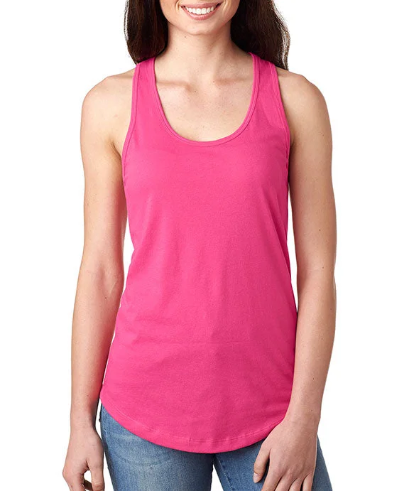 Women's Longline Tank Tops with Abstract Prints  N1533 - Next Level Ladies Ideal Racerback Tank Top | Raspberry