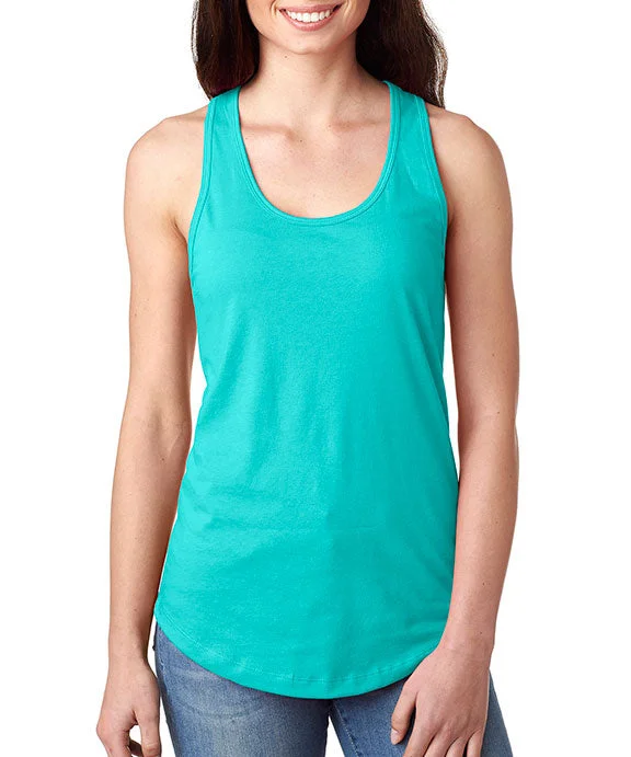 Women's Button - Down Tank Tops in Striped Patterns  N1533 - Next Level Ladies Ideal Racerback Tank Top | Tahiti Blue