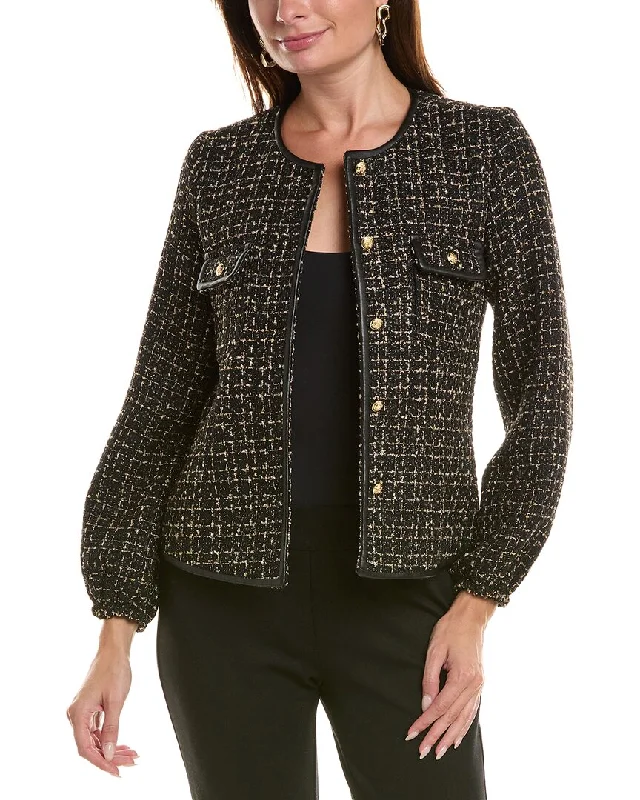 Double - Breasted Women's Leather Blazers in Taupe for an Edgy Look Nanette Nanette Lepore Tweed Jacket Double - Breasted Women's Leather Blazers in Taupe for an Edgy Look Nanette Nanette Lepore Tweed Jacket