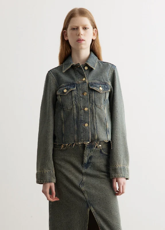 Women's long - line cardigan jackets in a soft knit for a cozy and elegant look Overdyed Heavy Denim Jacket Women's long - line cardigan jackets in a soft knit for a cozy and elegant look Overdyed Heavy Denim Jacket