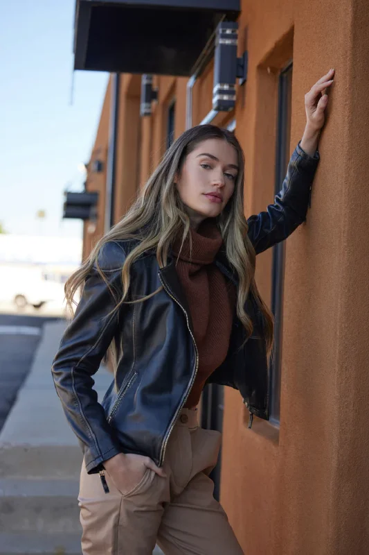 Women's leather leather gloves with a lace - up detail Peggie Leather Jacket