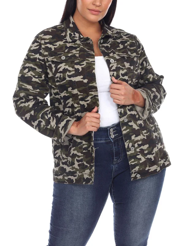 Women's trench coats with a removable belt for customizable styling Plus Womens Camouflage Long Sleeves Denim Jacket Women's trench coats with a removable belt for customizable styling Plus Womens Camouflage Long Sleeves Denim Jacket