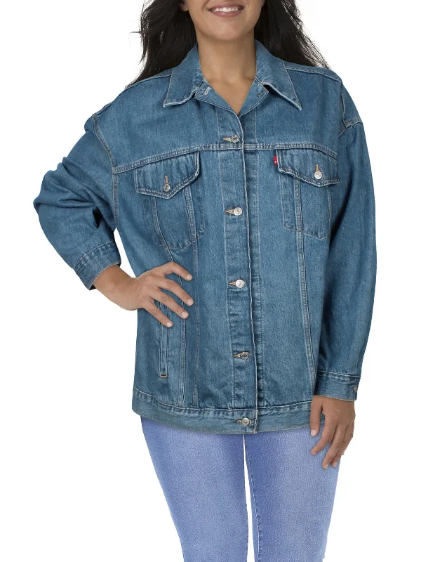 Women's quilted puffer jackets in a cropped silhouette for a modern twist Plus Womens Jean Baggy Denim Jacket Women's quilted puffer jackets in a cropped silhouette for a modern twist Plus Womens Jean Baggy Denim Jacket