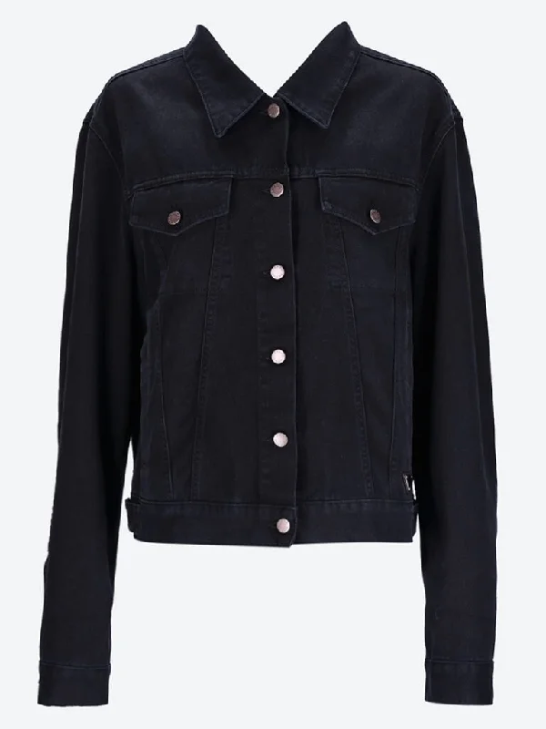 Women's windbreaker jackets with adjustable hoods for windy days  Black denim jacket
