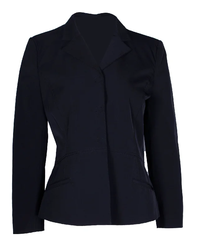 Women's Notched Lapel Blazers in Beige for a Timeless Outfit Prada Single-Breasted Blazer in Black Polyester