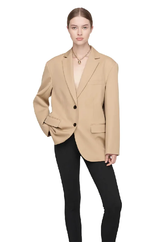 Plus Size Women's Embroidered Blazers in Floral Patterns for a Feminine Touch Quinn Blazer - Deep Sand Plus Size Women's Embroidered Blazers in Floral Patterns for a Feminine Touch Quinn Blazer - Deep Sand