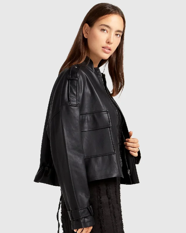 Women's leather high - low leather skirts Reload Draped Leather Look Jacket