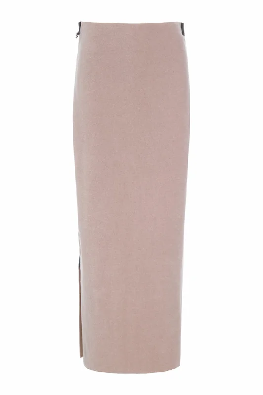 Skirts with a side zipper SKIRT LONG - 3227 - NUDE