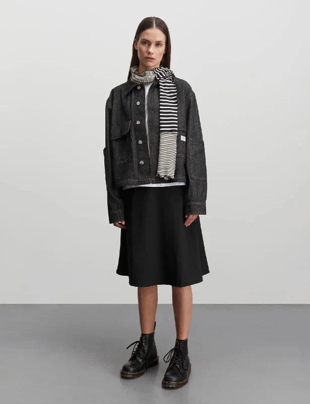 Denim Top with a Belted Waist for a Defined Silhouette Soft Denim Soleil Jacket, Black Melange Denim Top with a Belted Waist for a Defined Silhouette Soft Denim Soleil Jacket, Black Melange