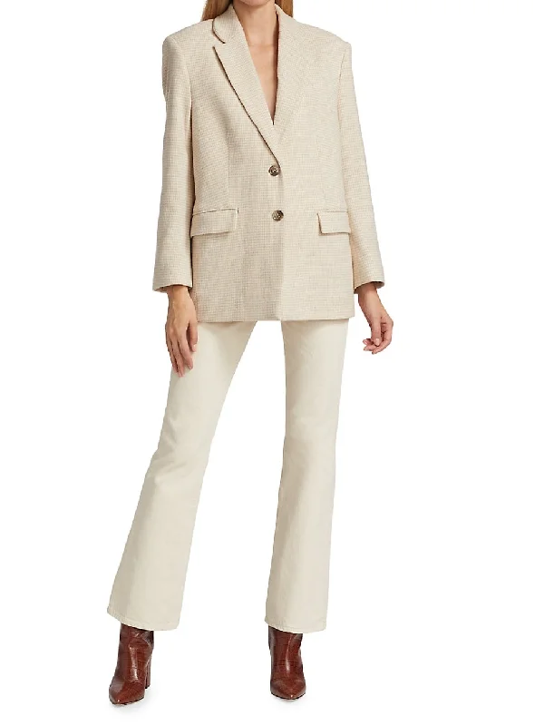 Plus Size Women's Cropped Velvet Blazers in Burgundy for a Night Out Sonora Blazer - Buttercream Houndstooth Plus Size Women's Cropped Velvet Blazers in Burgundy for a Night Out Sonora Blazer - Buttercream Houndstooth
