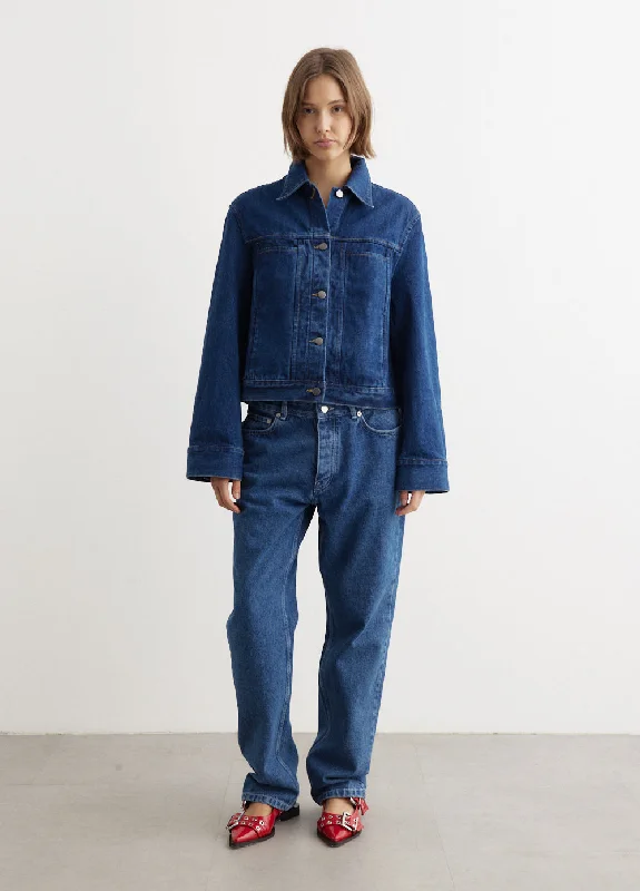 Button - Down Denim Top with a Classic Design Tahoe Denim Boxy Jacket