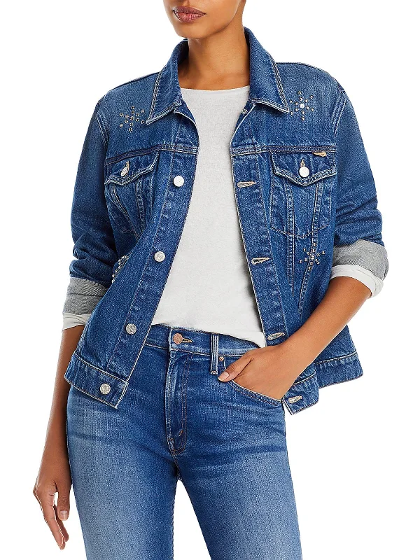 Women's moto jackets with a lace - up front for a unique and stylish touch The Bruiser Womens Embellished Denim Denim Jacket Women's moto jackets with a lace - up front for a unique and stylish touch The Bruiser Womens Embellished Denim Denim Jacket