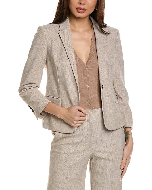 Plus Size Women's Ruffled Blazers in Pink for a Girly and Fashionable Look Theory Shrunken Blazer Plus Size Women's Ruffled Blazers in Pink for a Girly and Fashionable Look Theory Shrunken Blazer