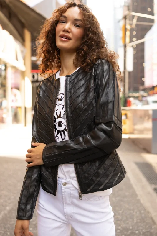 Women's leather leather swimwear cover - ups Tila Leather Jacket
