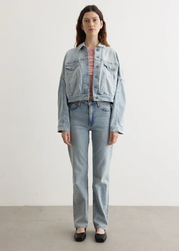 Denim Top for a Music Festival with a Rock - n - Roll Vibe Tint Denim Bomber Jacket