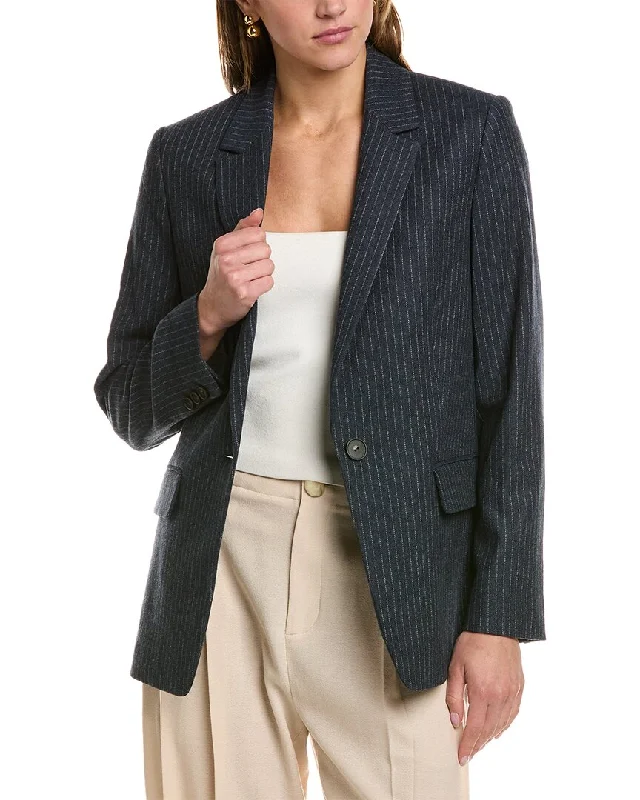 Women's Belted Blazers in Camel Color for a Sophisticated Outfit Vince Pinstripe Flannel Wool-Blend Blazer Women's Belted Blazers in Camel Color for a Sophisticated Outfit Vince Pinstripe Flannel Wool-Blend Blazer