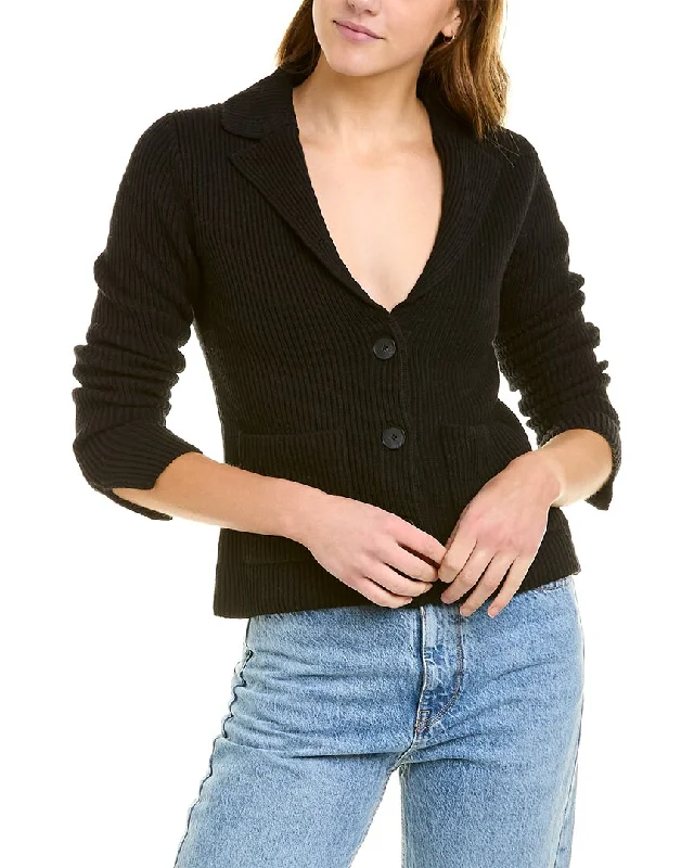 Single - Breasted Women's Tweed Blazers with Gold Buttons for a Classic Look White + Warren Knit Wool-Blend Blazer Single - Breasted Women's Tweed Blazers with Gold Buttons for a Classic Look White + Warren Knit Wool-Blend Blazer