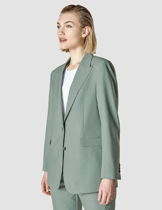 Plus Size Women's Embroidered Blazers in Floral Patterns for a Feminine Touch Essential Blazer Calm Green Melange Plus Size Women's Embroidered Blazers in Floral Patterns for a Feminine Touch Essential Blazer Calm Green Melange