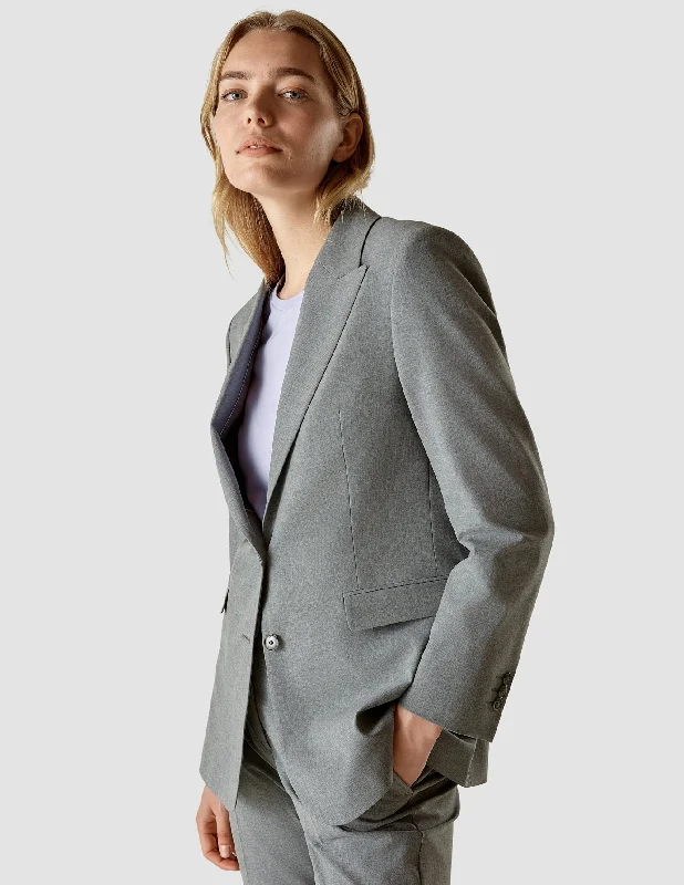 Single - Breasted Women's Linen Blend Blazers in Earth Tones for Casual Wear Essential Blazer Cloud Grey Single - Breasted Women's Linen Blend Blazers in Earth Tones for Casual Wear Essential Blazer Cloud Grey