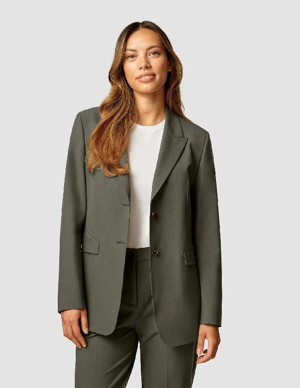 Plus Size Women's Faux Fur - Trimmed Blazers in Black for a Luxurious Look Essential Blazer Dark Olive Plus Size Women's Faux Fur - Trimmed Blazers in Black for a Luxurious Look Essential Blazer Dark Olive