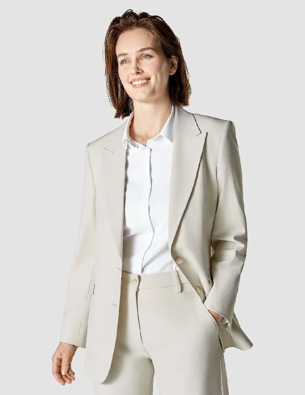 Single - Breasted Women's Tweed Blazers with Gold Buttons for a Classic Look Essential Blazer Off White Single - Breasted Women's Tweed Blazers with Gold Buttons for a Classic Look Essential Blazer Off White