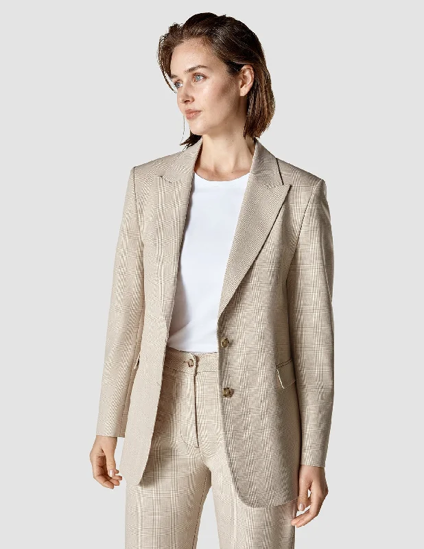 Plus Size Women's Double - Breasted Wool Blazers for Winter Office Wear Essential Blazer Toffee Check Plus Size Women's Double - Breasted Wool Blazers for Winter Office Wear Essential Blazer Toffee Check
