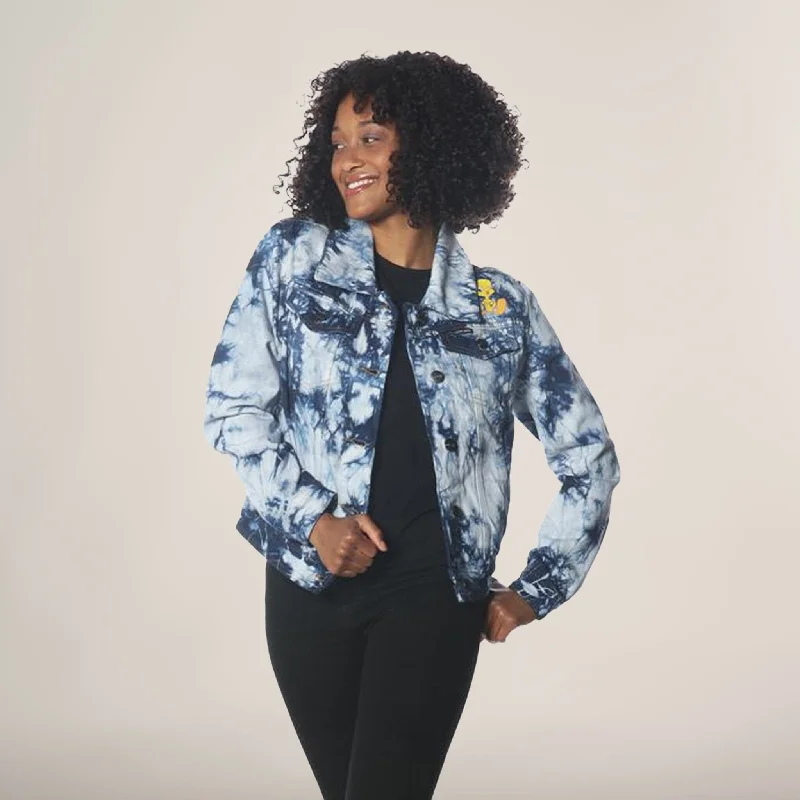 Ripped Denim Top for a Rebellious Fashion Statement Women's Bull Denim Looney Tunes Trucker Jacket Ripped Denim Top for a Rebellious Fashion Statement Women's Bull Denim Looney Tunes Trucker Jacket