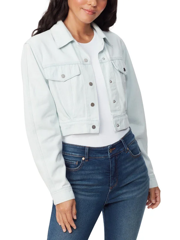 Women's cropped leather jackets with silver zippers for a punk - inspired outfit Womens Crop Denim Denim Jacket Women's cropped leather jackets with silver zippers for a punk - inspired outfit Womens Crop Denim Denim Jacket