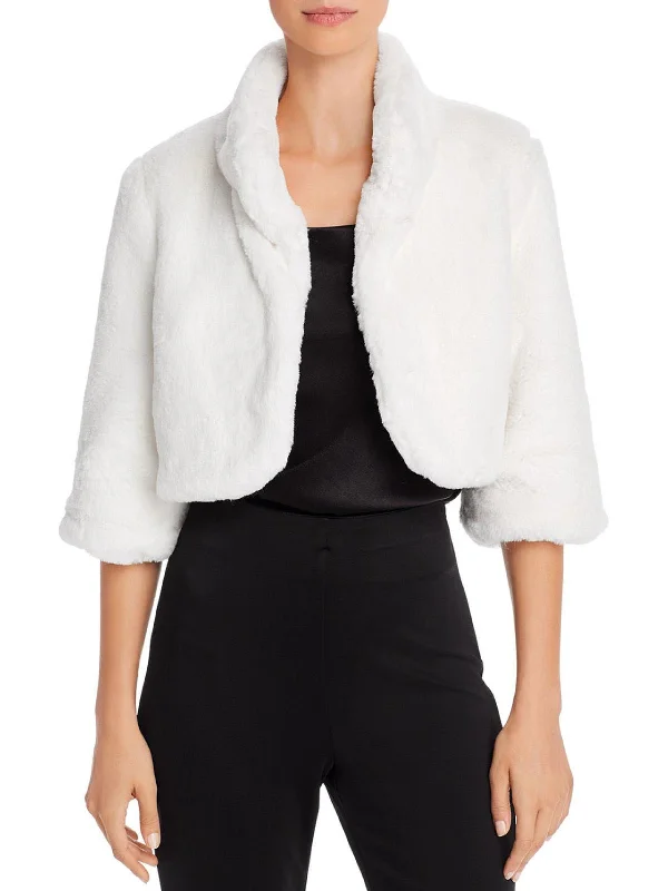 Double - Breasted Women's Leather Blazers in Taupe for an Edgy Look Womens Faux Fur Dressy Bolero Double - Breasted Women's Leather Blazers in Taupe for an Edgy Look Womens Faux Fur Dressy Bolero