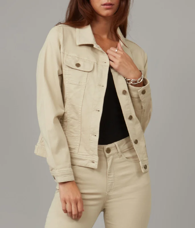 Women's bomber jackets with floral embroidery for a feminine and unique design  Women's GABRIELLA-SAND Classic Denim Jacket