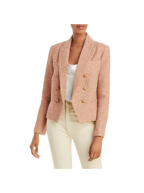 Plus Size Women's Faux Fur - Trimmed Blazers in Black for a Luxurious Look Womens Knit Short Double-Breasted Blazer Plus Size Women's Faux Fur - Trimmed Blazers in Black for a Luxurious Look Womens Knit Short Double-Breasted Blazer