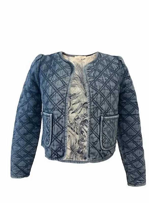 Denim Top with a Collared Neckline for a Preppy Style Women's Olivier Jacket In Denim/yaffe Denim Top with a Collared Neckline for a Preppy Style Women's Olivier Jacket In Denim/yaffe