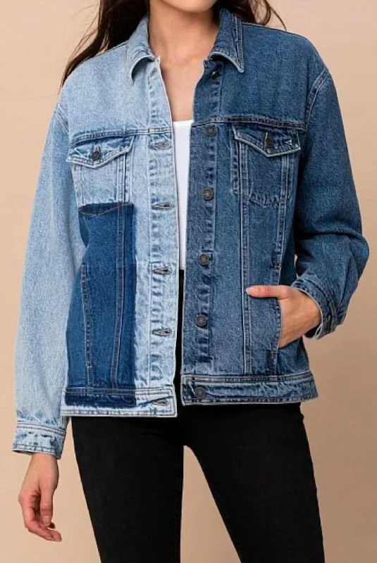 Women's pea coats in a plus - size fit for a flattering and warm winter coat Women's Patch Oversized Denim Jacket In Light Blue Women's pea coats in a plus - size fit for a flattering and warm winter coat Women's Patch Oversized Denim Jacket In Light Blue