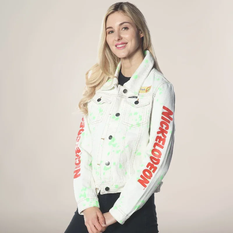 Sleeveless Denim Top for a Cool Summer Look Women's White Denim Nickelodeon Trucker With Pai Jacket Sleeveless Denim Top for a Cool Summer Look Women's White Denim Nickelodeon Trucker With Pai Jacket