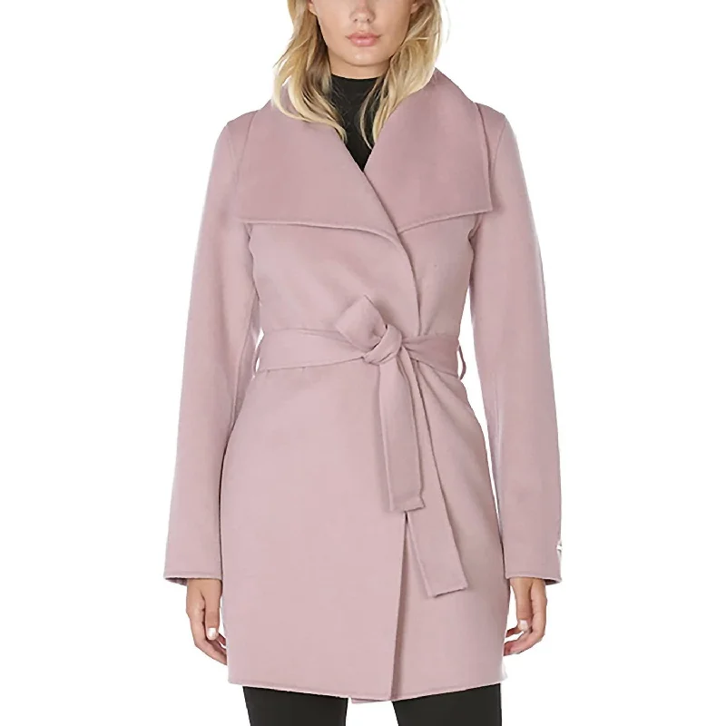 Plus Size Women's Faux Fur - Trimmed Blazers in Black for a Luxurious Look Wool Wrap Belted Jacket Coat In Powder Pink Plus Size Women's Faux Fur - Trimmed Blazers in Black for a Luxurious Look Wool Wrap Belted Jacket Coat In Powder Pink