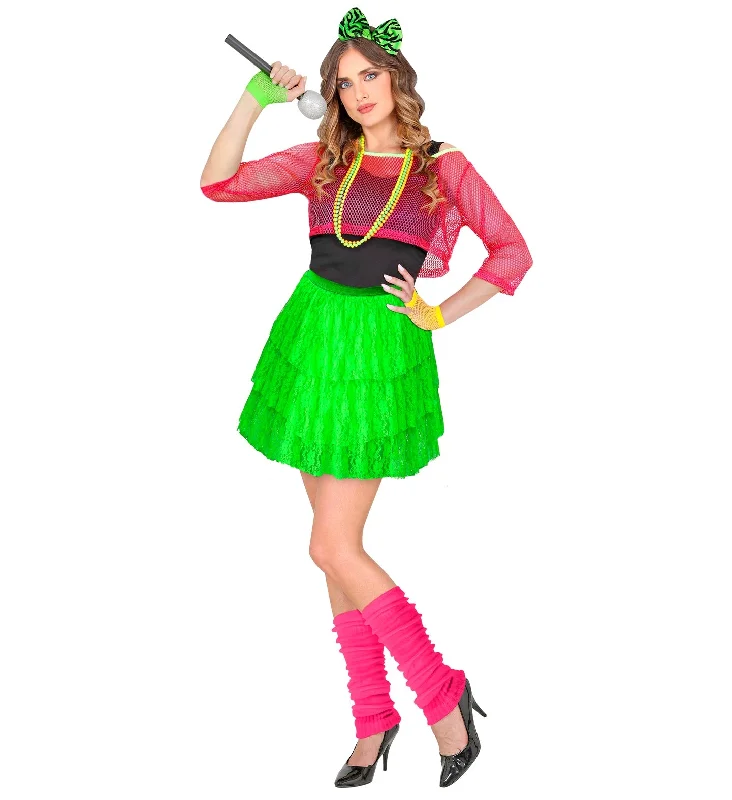 Skirts for a cultural event 80's Neon Lace Rara Skirt Green