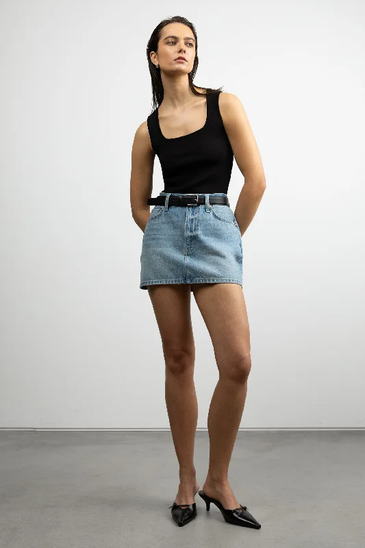 Denim skirts with embroidery DENIM MINI SKIRT