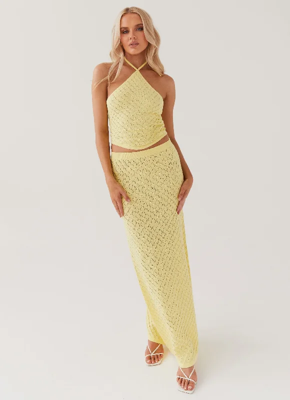 Denim skirts with distressed details Amanza Knit Maxi Skirt - Lemon