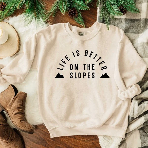 Women's quarter - zip sweatshirt made of organic cotton for eco - conscious fashion Better On The Slopes Mountains Graphic Sweatshirt