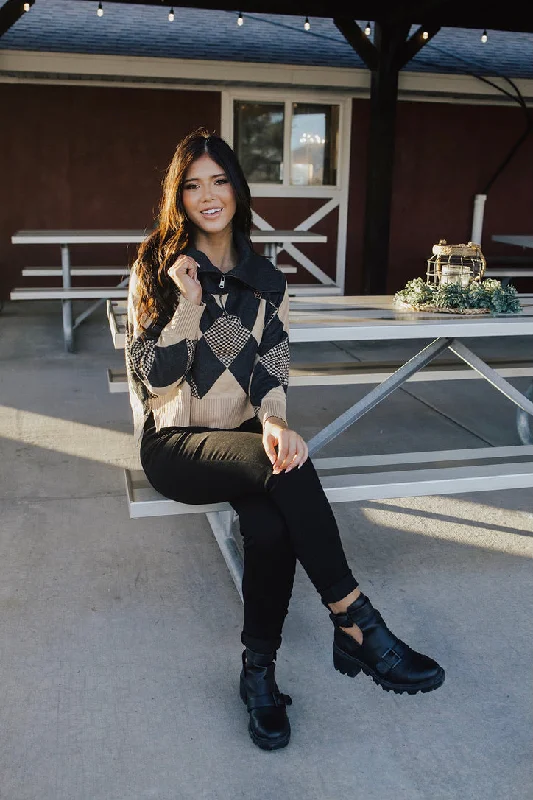 Women's Open - Front Knit Cardigans with a Longline Design  Billy Half Zip Sweater Lux Collection