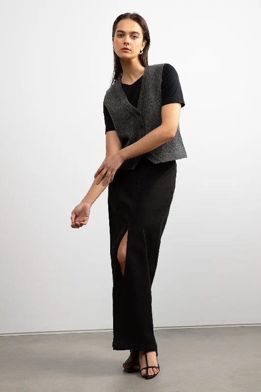 Long skirts for tall women BLACK DENIM COLUMN MAXI SKIRT