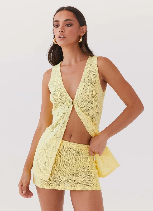 Tulle skirts for a fairy - like appearance Capri Glow Knit Mini Skirt - Canary