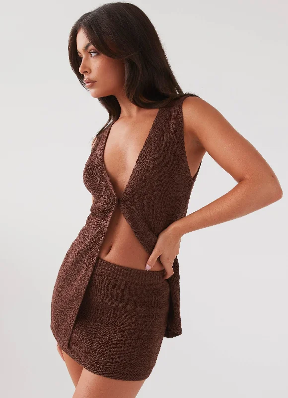 Maxi skirts with a slit Capri Glow Knit Skirt - Chocolate