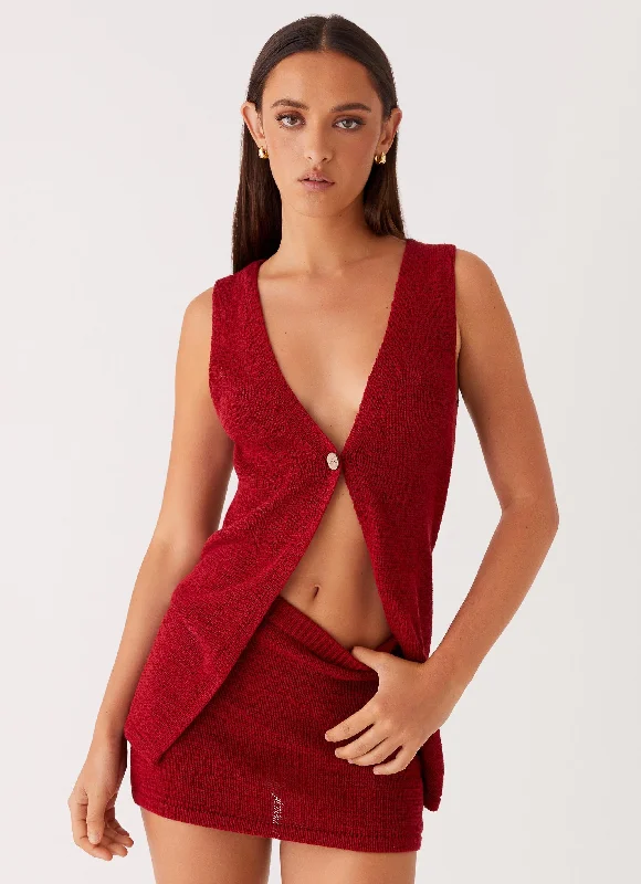 Tartan skirts for autumn Capri Glow Knit Skirt - Maroon